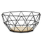 Black Geometric Metal Wire Wooden Base Decorative Storage/ Display Basket Fruit Bowl